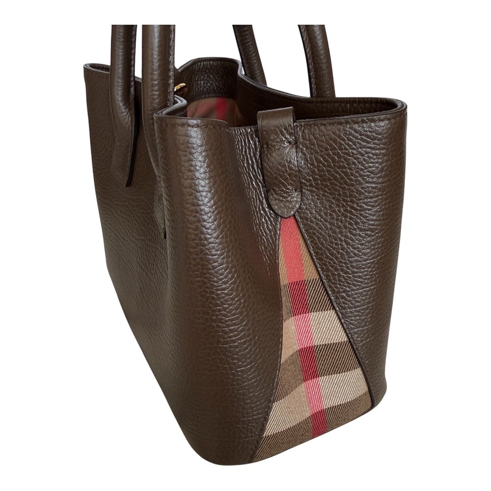 Burberry Small Bermondsey Shoulder Bag Brown Grain Leather Check Bag - Picture 5 of 16